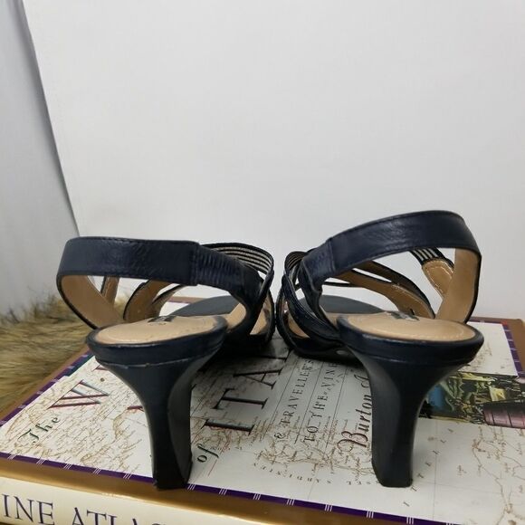 Alex Marie Navy Blue Striped Strappy Sandals. - Picture 3 of 6